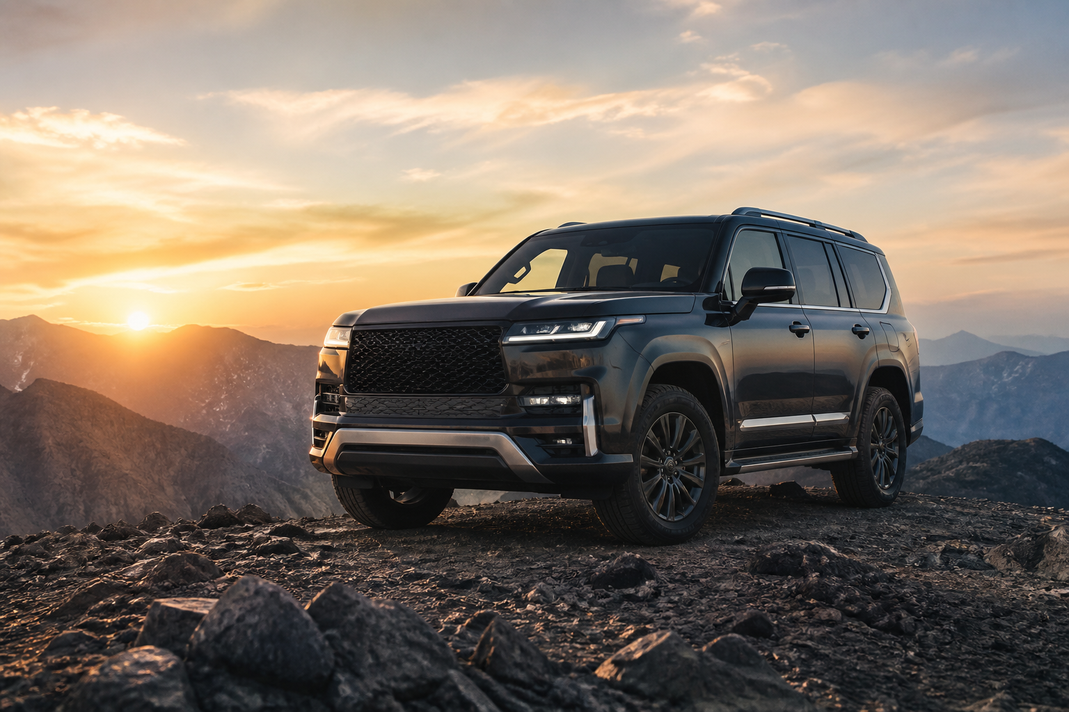 Flagship SUV on a mountain ridge