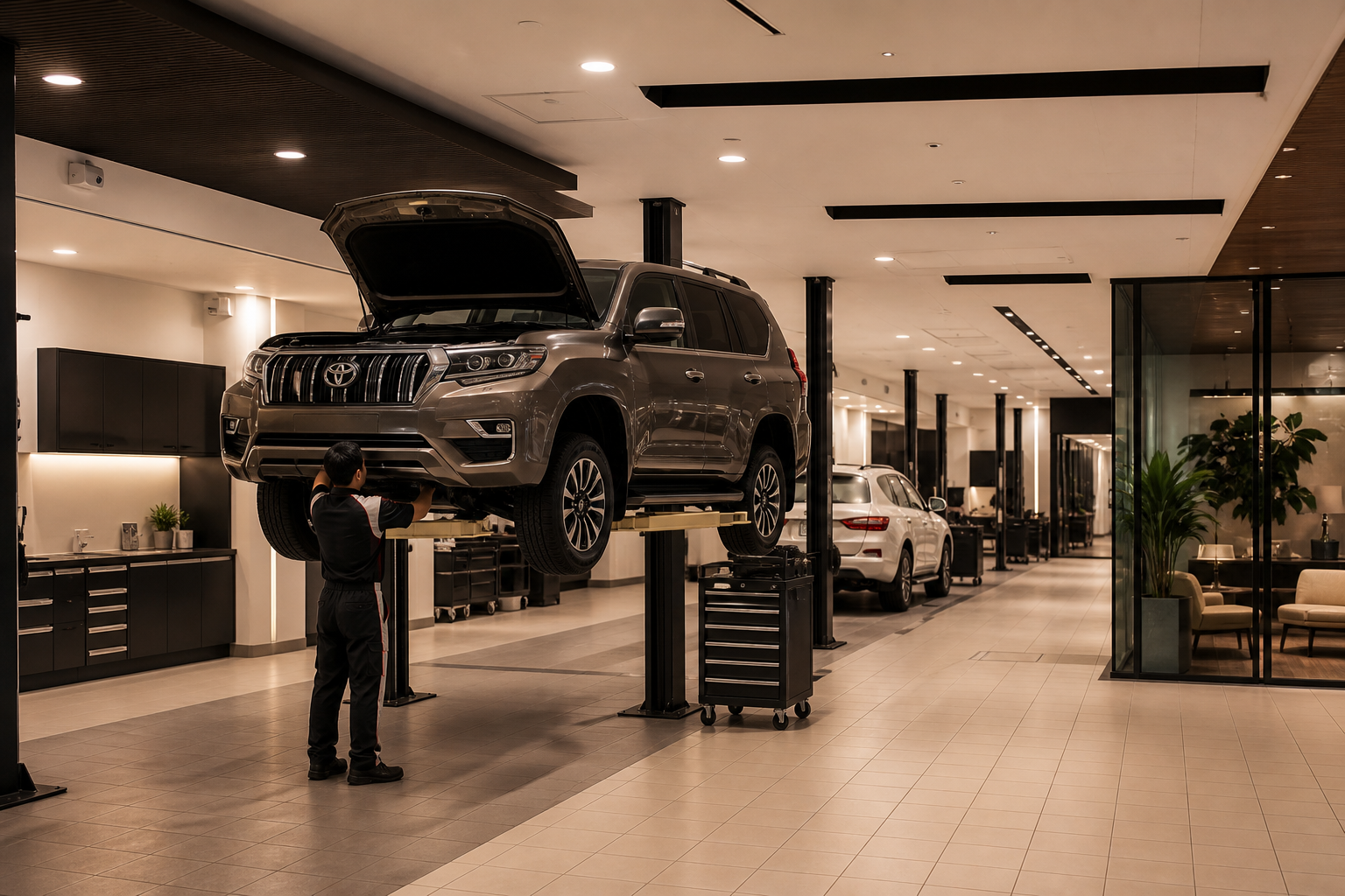 Luxury service bay editorial image