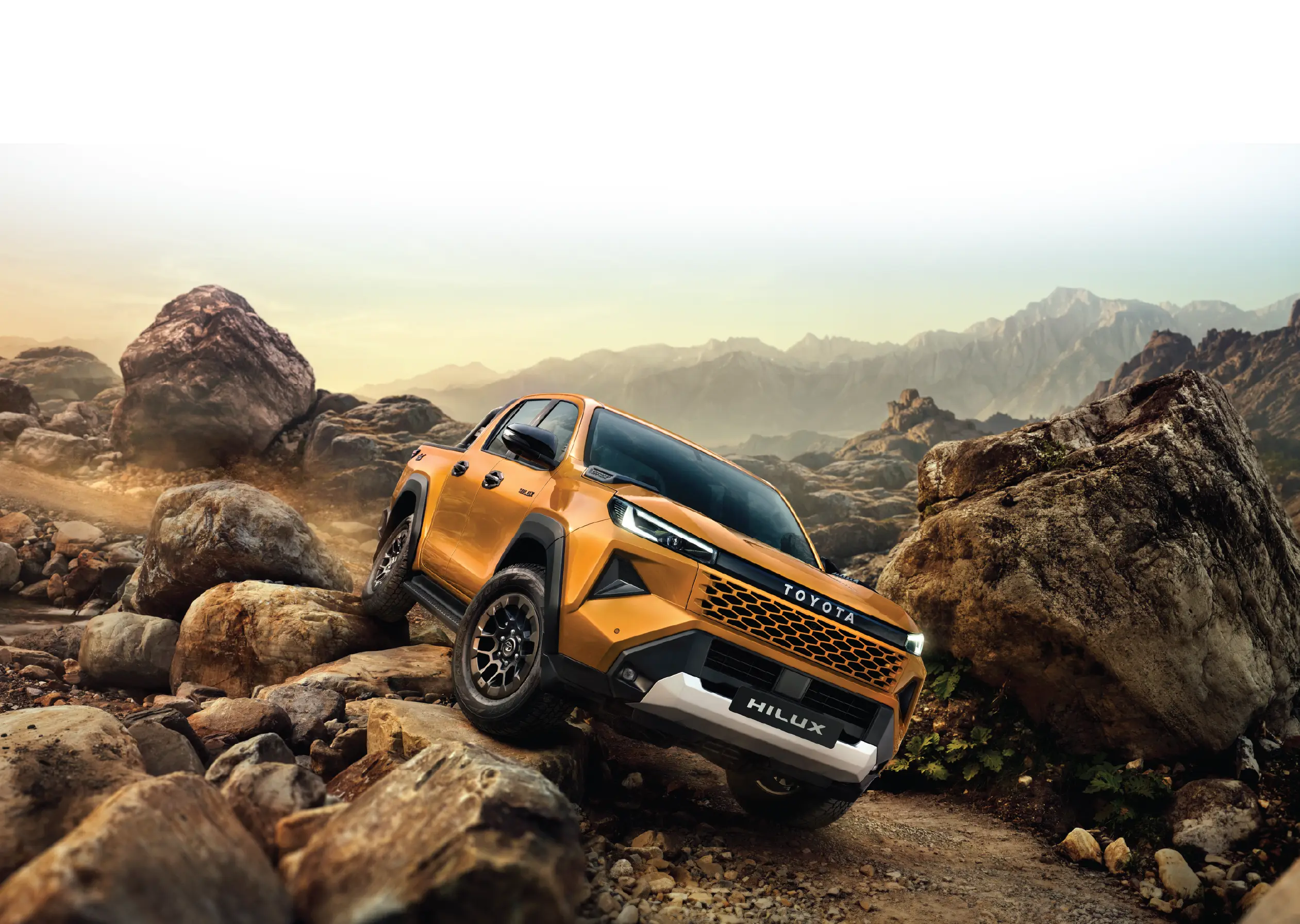 Hilux climbing rocky terrain