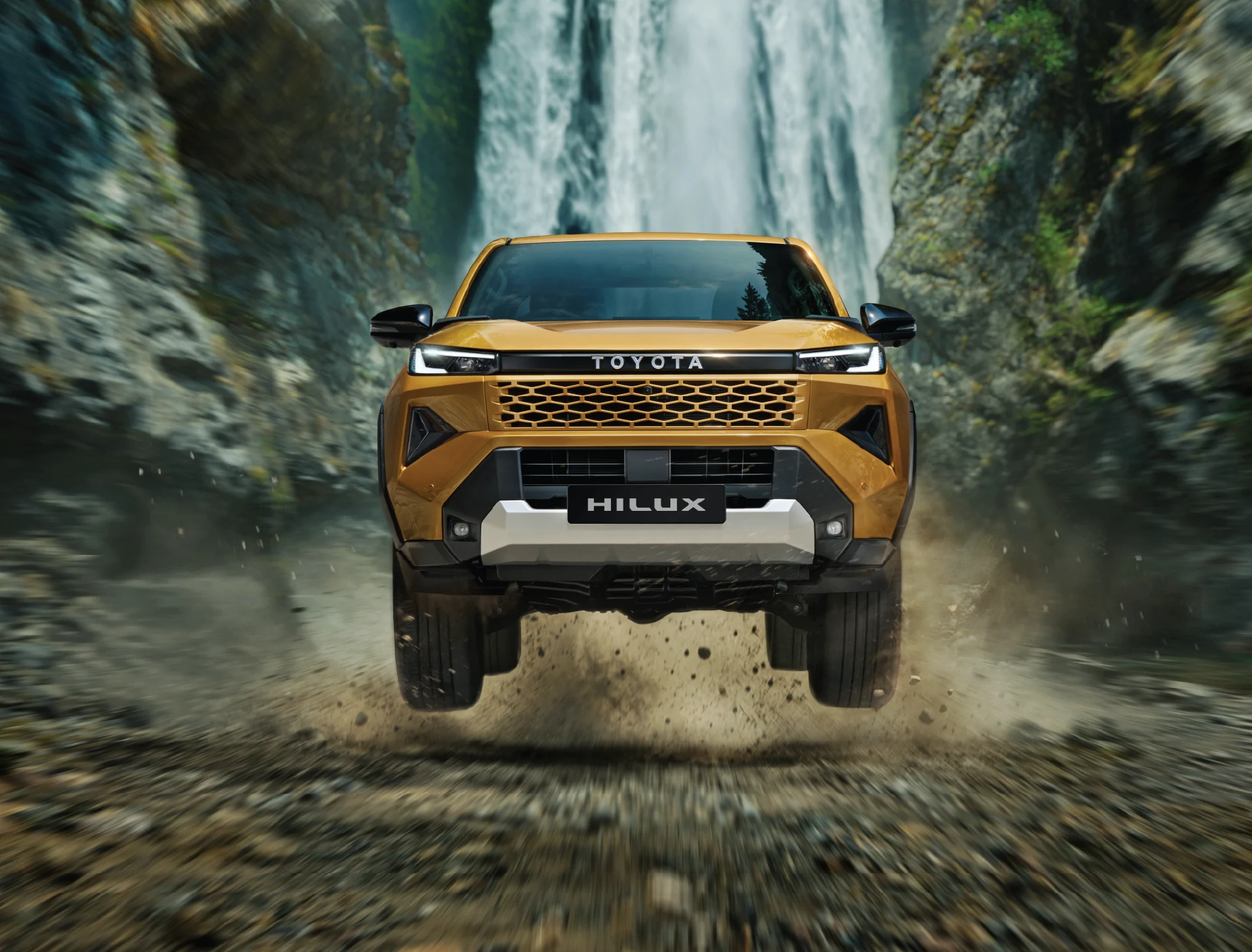 Hilux on rugged terrain